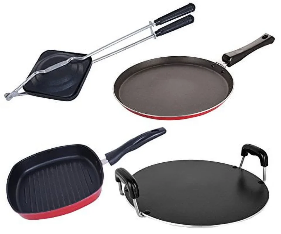 Stainless Steel Leak-Proof Nirlon 4 Piece Non-Stick Aluminium Kitchenware Combo Set Offer, Ft10_Gp(24)_Rt_Ht