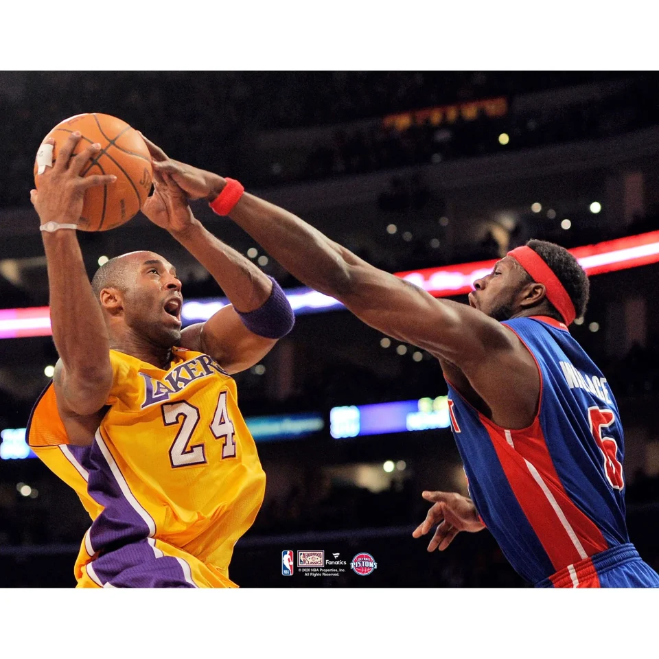 Silicone Best-Selling Ben Wallace Detroit Pistons Unsigned Block on Kobe Bryant Photograph