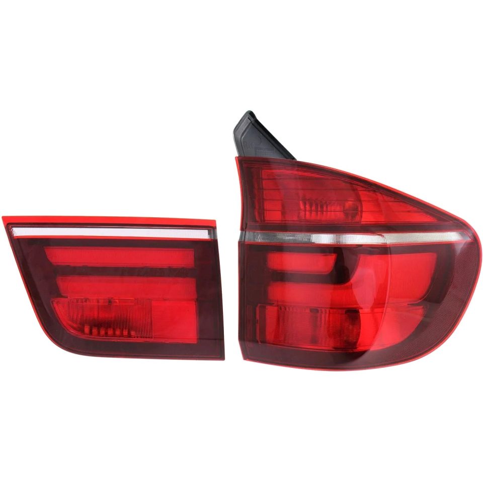Select Upgraded Tail Light Set For 2011-2013 BMW X5 Left and Right Inner Outer Clear/Red Halogen