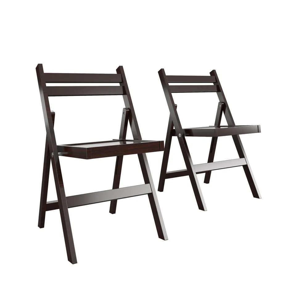Cast Iron Dining COSCO XL Folding Wood Chair, Dark Mahogany, 2-Pack