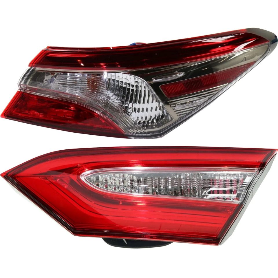 Natural Cast Iron Tail Light Set For 2018-2019 Toyota Camry LH/RH Inner Outer w/ bulb Halogen CAPA