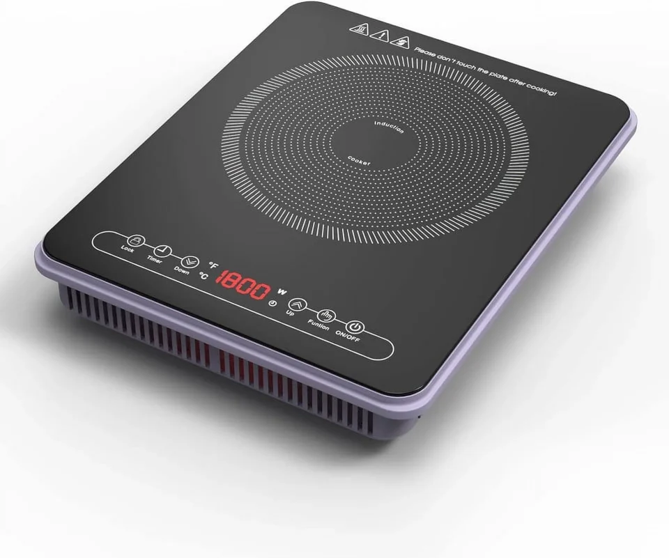 Office VBGK Induction Cooktop 1800W True, Single Burner Induction Stove Portable 9 Power Levels 110v, Countertop Induction Hot Plate, Kids Lock &Timer Overheat Protection, Purple