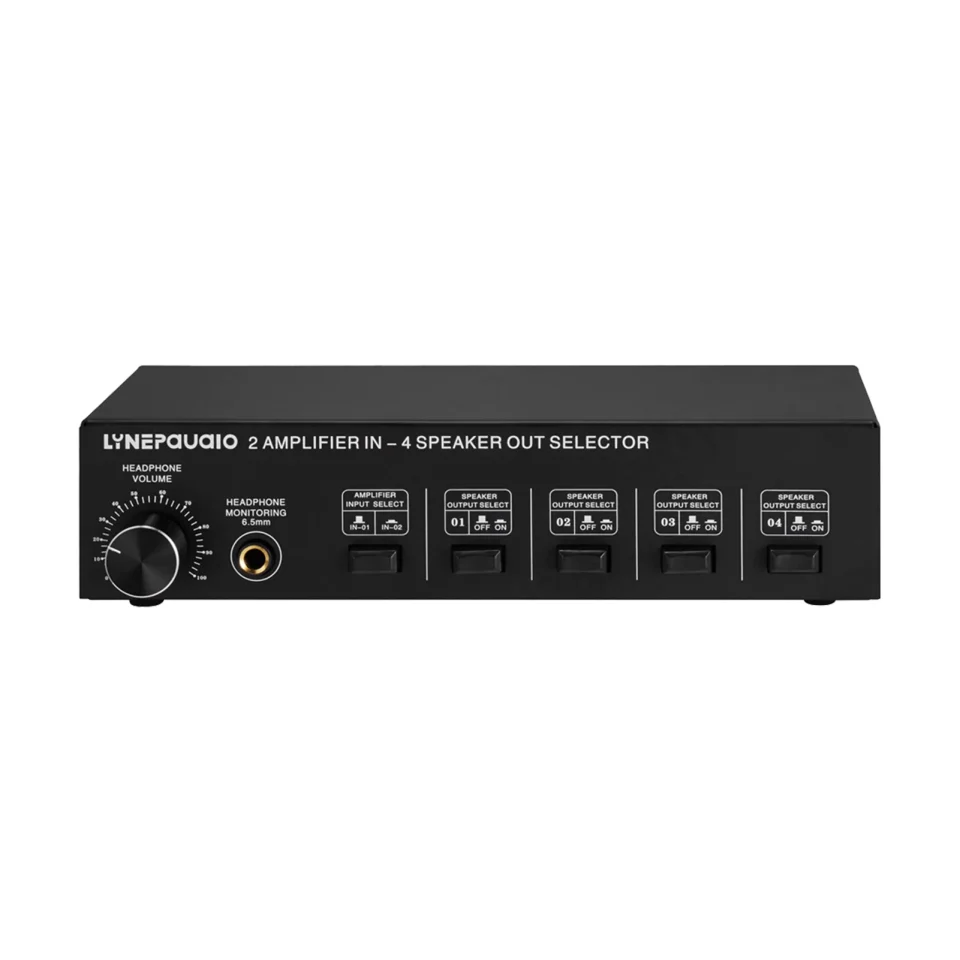 Essential Glass LYNEPAUAIO 2 in 4 Out Speaker Selector for Audio Equipment with Banana Jack