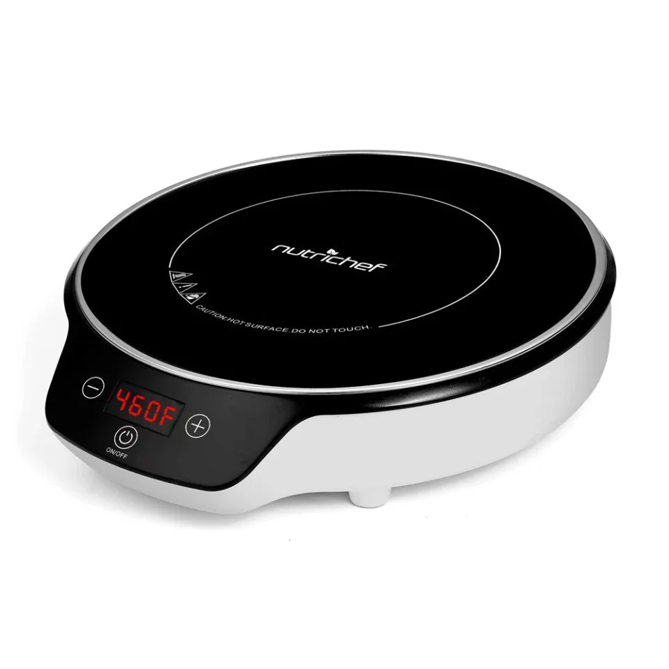 Essential Lightweight Portable Single Burner Cooktop - Electronic Plug-in Flameless Burner Design with Digital Display 17 Temperature Range Sensor Touch Controls and Auto Shut Off Function