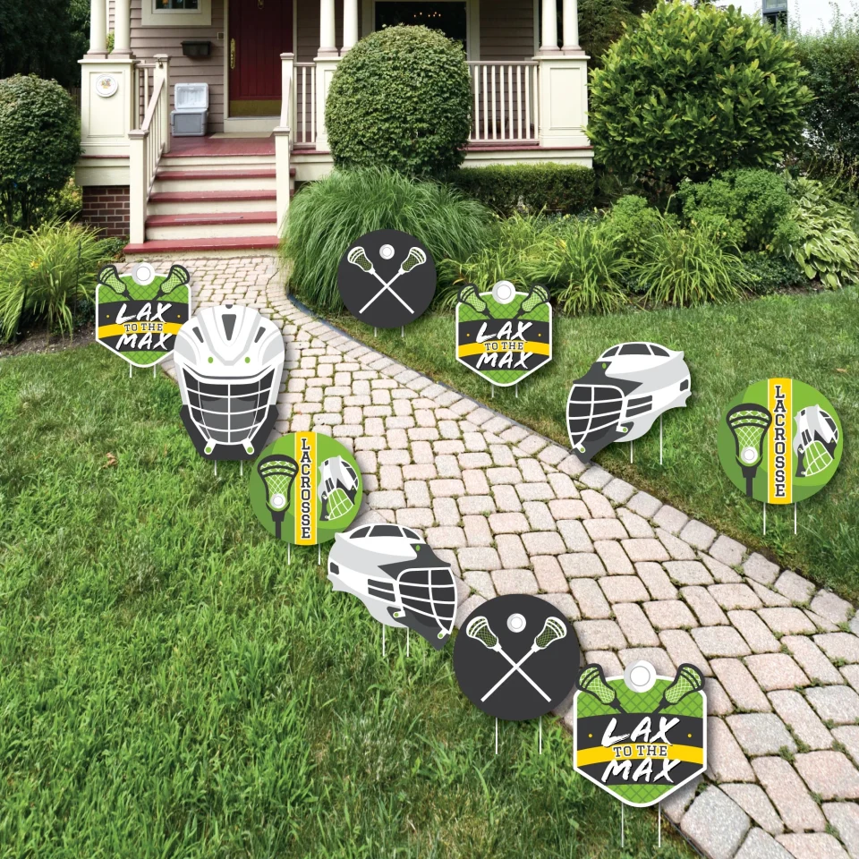 Thickened Long-Lasting Big Dot of Happiness Lax to the Max Lacrosse Lawn Decorations Outdoor Party Yard Decorations 10 Piece