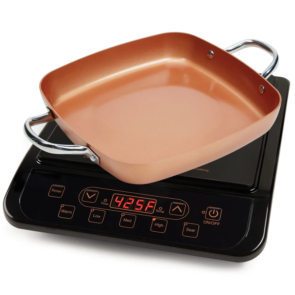 Silicone Portable Copper Chef Stainless Steel Cerami-Tech Non-Stick Coating Power Induction Cooktop