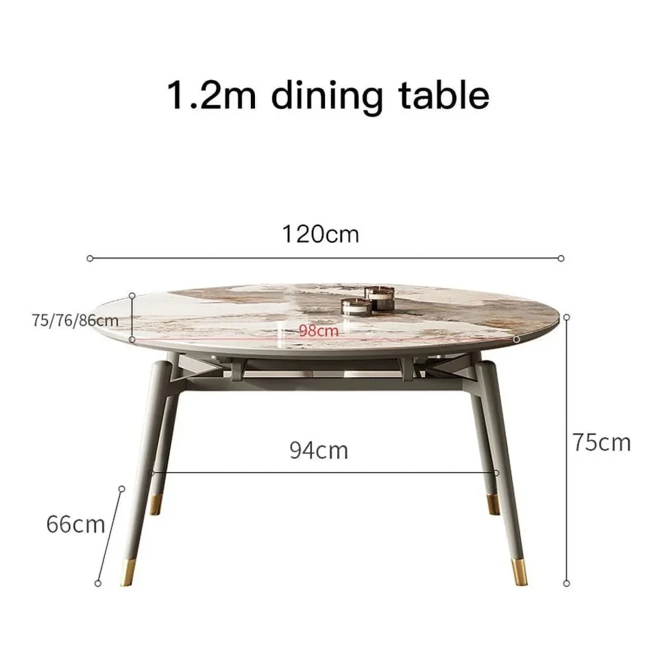 Pure Solid Wood Dining Table Set 6 Chairs Round Table 1.2m Folding Dining Table Rock Slab Muebles Para El Hogar Furniture GPF50YH