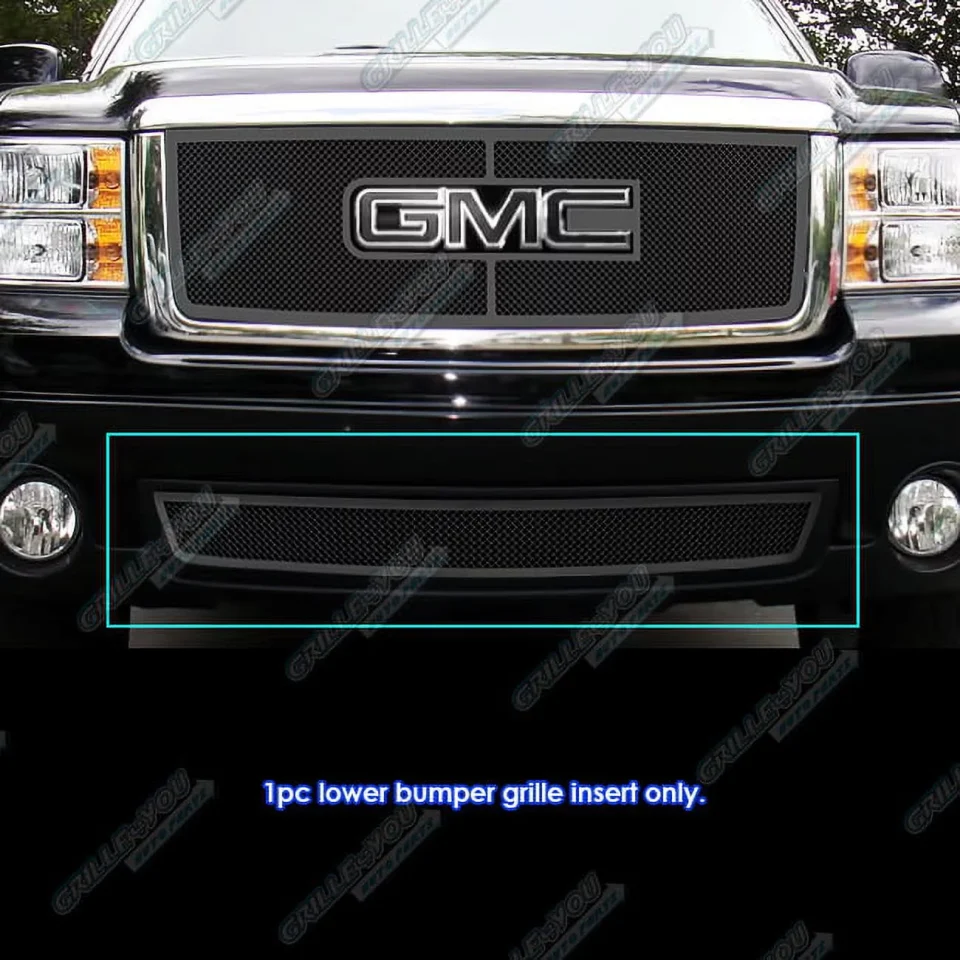 Upgraded APS Compatible with GMC Sierra 1500 2007-2013 & 07-10 2500 3500 HD Lower Bumper Stainless Steel Black Mesh Grille Grill Insert G76495H