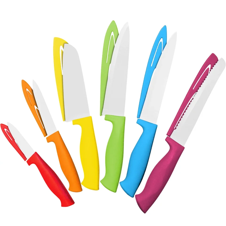 Select Clear Ergonomic Chef's Choice Colorful Professional 12 Piece Knife Set By Cooler Kitchen