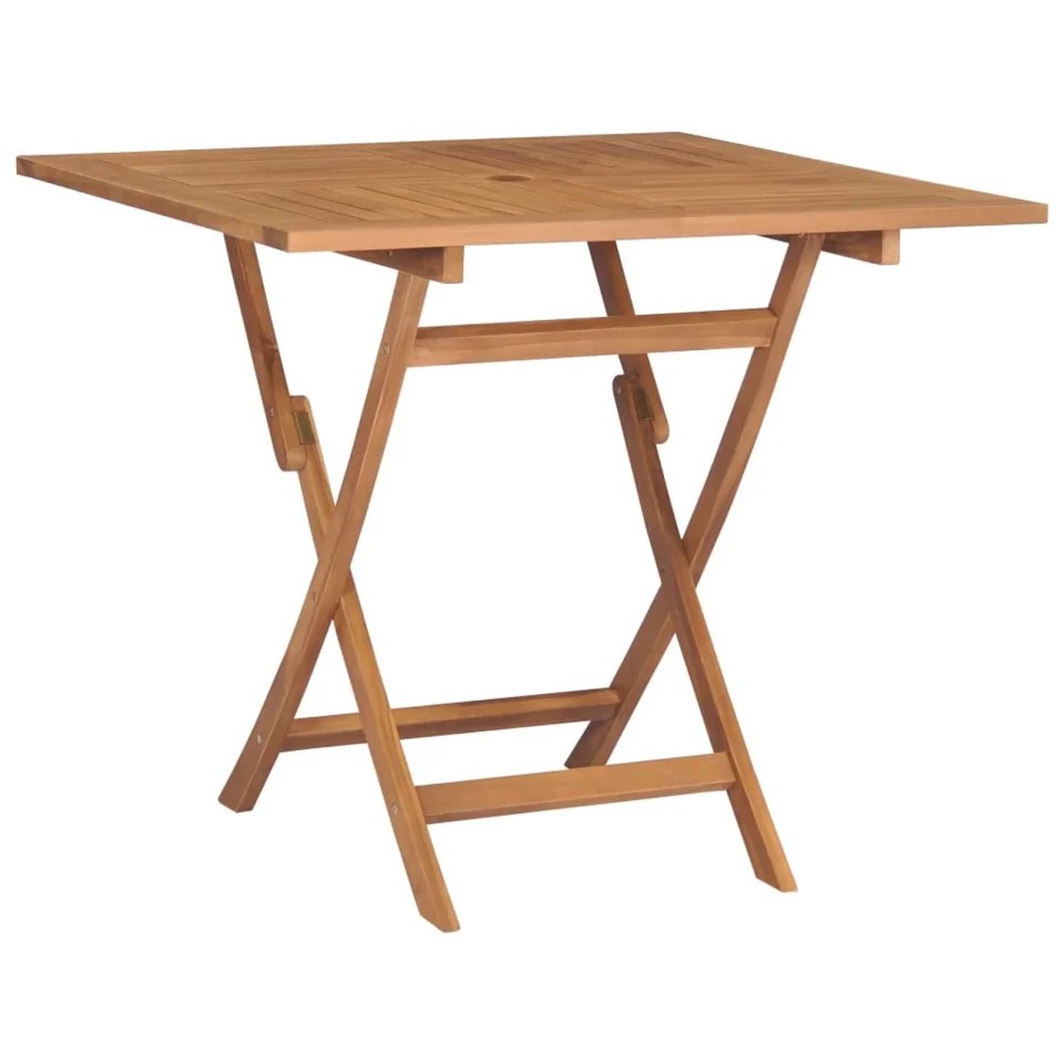Cast Iron Versatile Suzicca Folding Garden Table 33.5x33.5x29.9 Solid Teak Wood