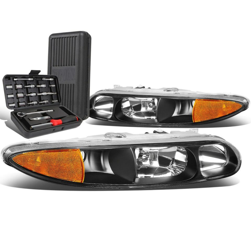 Silicone 1999-2004 Oldsmobile Pair Alero Black/Amber Side Driving Heaflight+Tool Box