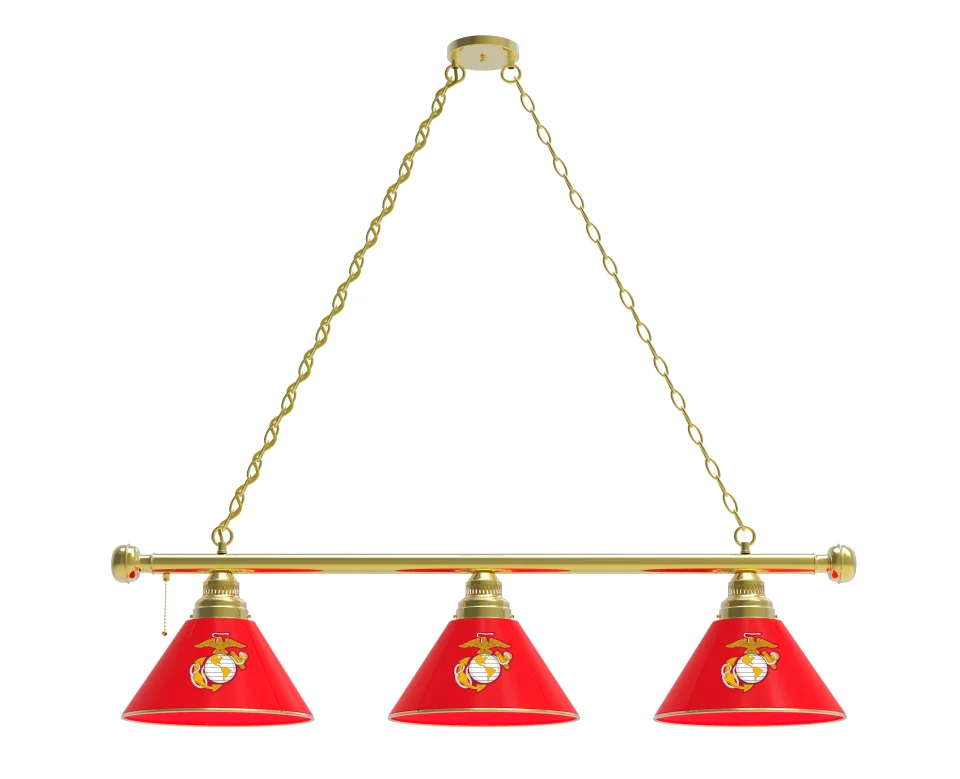 Baking United States Marine Corps (Red/Yellow) Pendant Light with Brass Fixture