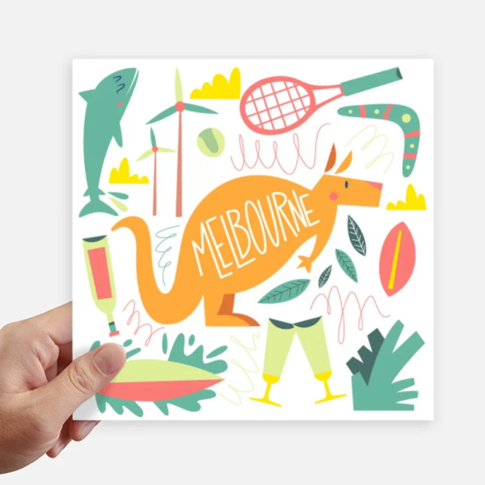 Thickened Melbourne Australia Kangaroo Tennis Surfing Sticker Tags Wall Picture Laptop Decal Self adhesive
