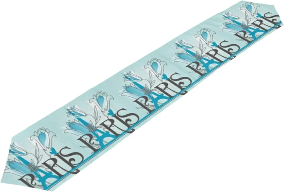 Best-Selling GZHJMY Double Sided Eiffel Tower Long Polyester Table Runner 13 x 90 Inches Floral Table Cloth Cover Placemats for Kitchen Dinning Living Holiday Wedding Party Decor