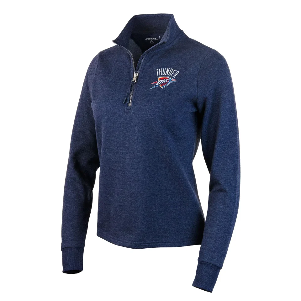 Thickened Value Women's Antigua Heather Navy Oklahoma City Thunder Action Quarter-Zip Pullover Sweatshirt