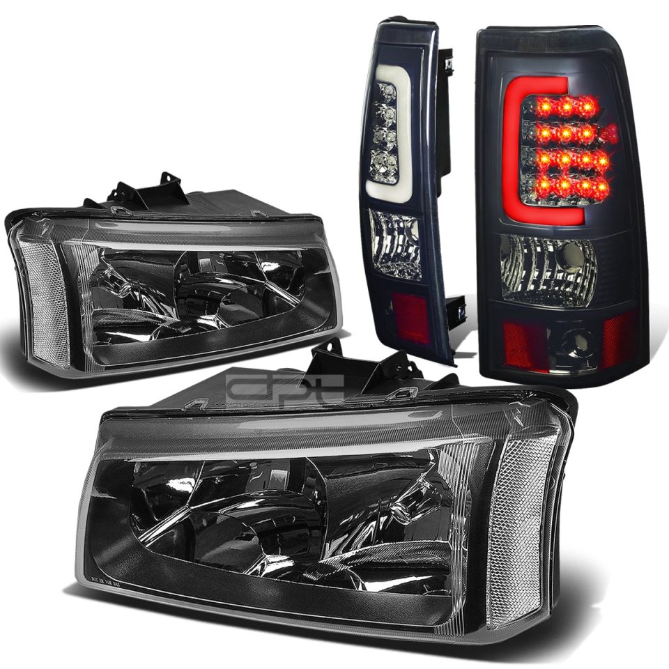 Frosted Value 03-07 SILVERADO BLACK+CLEAR SIGNAL HEADLIGHT+CHRO