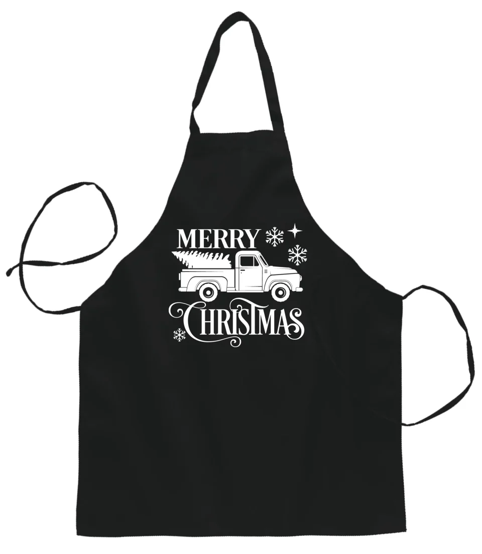Core Silicone Wild Bobby Merry Christmas Tree Delievery Ugly Christmas Butcher Graphic Apron for Kitchen BBQ Grilling Cooking , Black, One Size