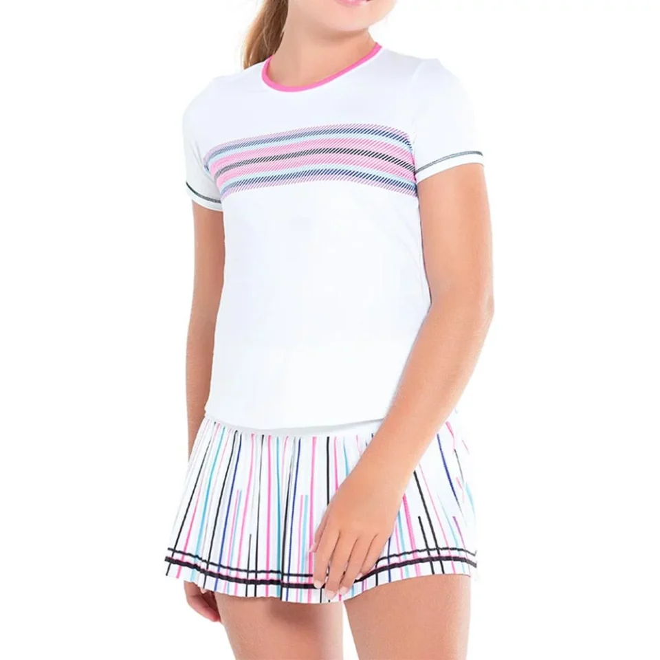 Select Stainless Steel Lucky In Love Girl`s Prep In My Step Tennis Short Sleeve White ( XX-Small )