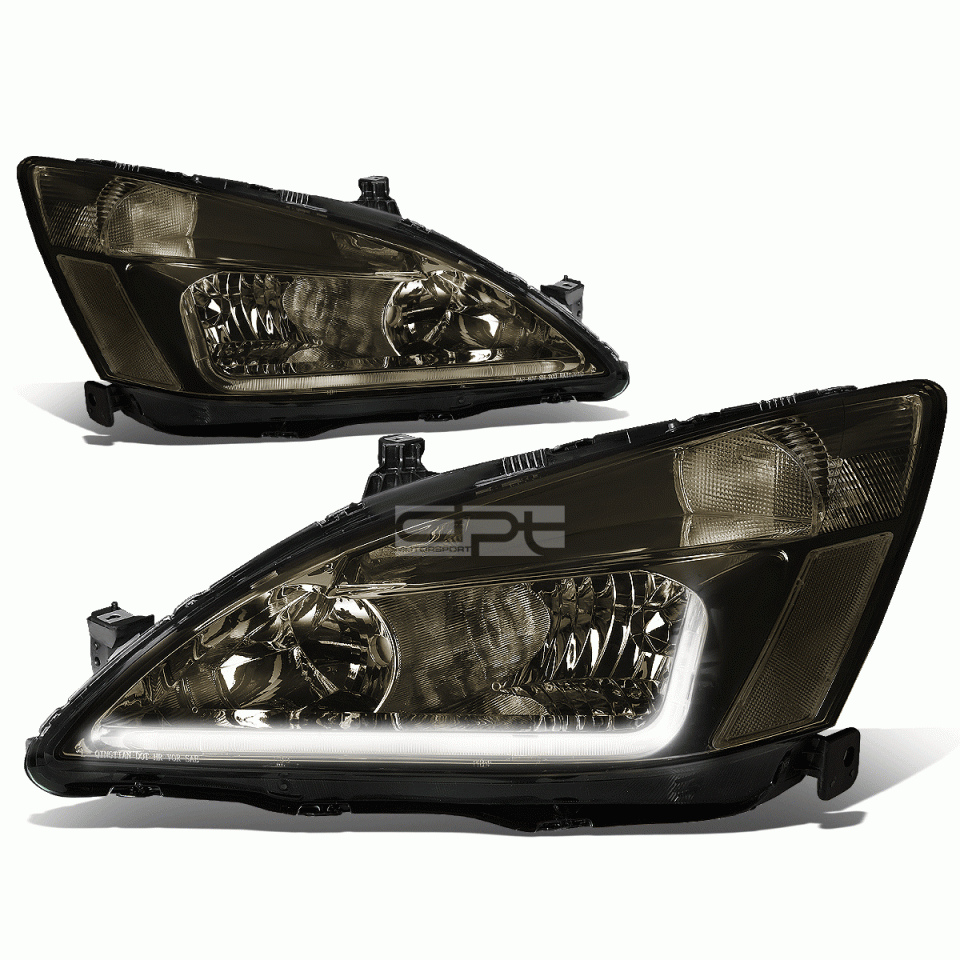 Top-Rated LED DRL 2003-2007 Honda Accord Smoked Housing Clear Side Headlight/Lamp Set