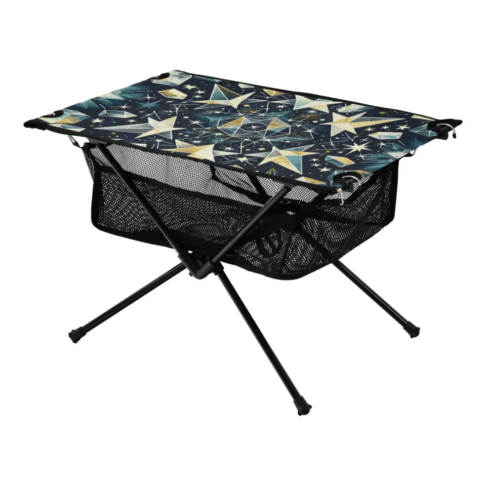 Frosted Polished Graffiti Starry Camping Folding Table Portable Beach Table with Storage Bag Compact Picnic Table for Outdoor Travel Fishing BBQ