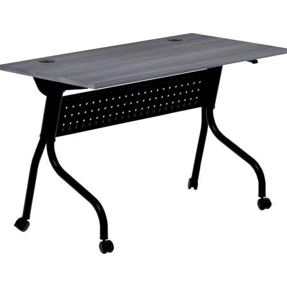 Travel Storage Lorell Charcoal Flip Top Training Table Charcoal Rectangle, Melamine Top - Black Four Leg Base - 4 Legs - 48 Table Top Width x 23.60 Table Top Depth - 29.50 Height - Melamine