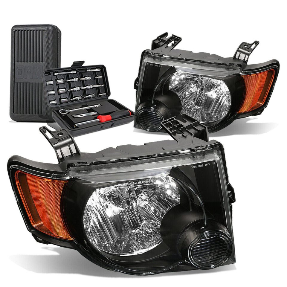 Core Ultimate 2008-2012 d Escape Pair Black/Amber Side Headlight Head Lamps+Tool Box