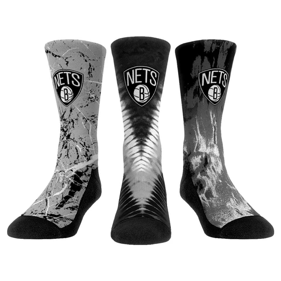 Select Unisex Rock Em Socks Brooklyn Nets Three-Pack Crew Socks Set