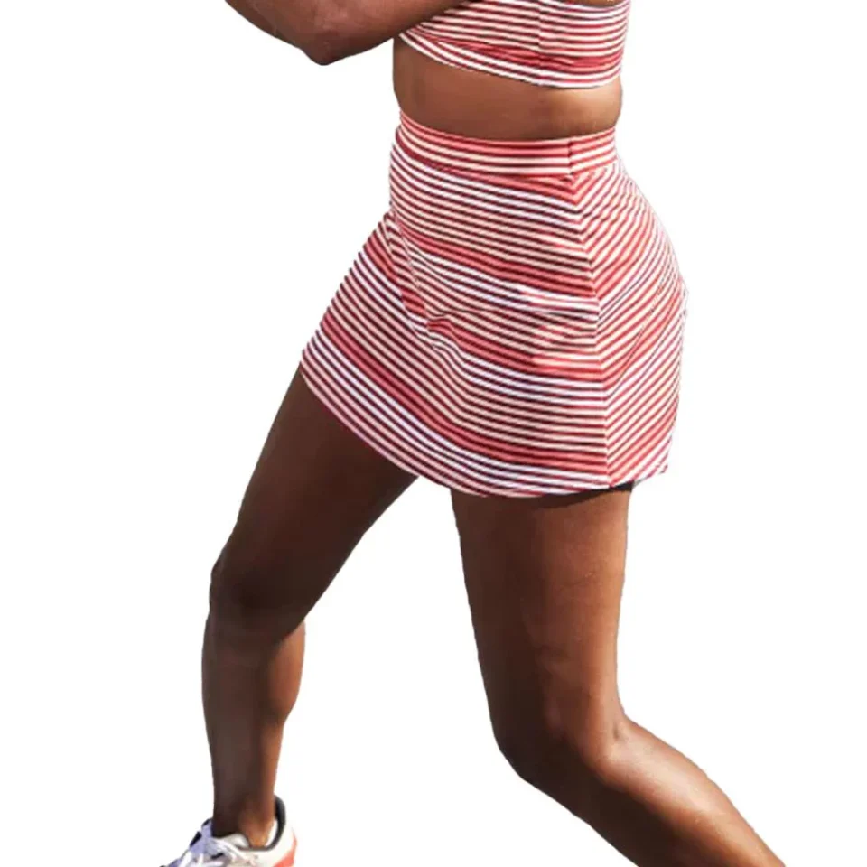 Glass Outdoor Eleven Women`s Cute League Tennis Skort Coral Stripe ( X-Small )