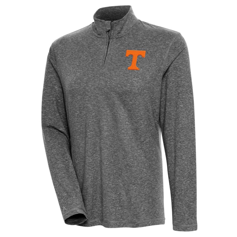 Ceramic Women's Antigua Heather Black Tennessee Volunteers Confront Quarter-Zip Pullover Top