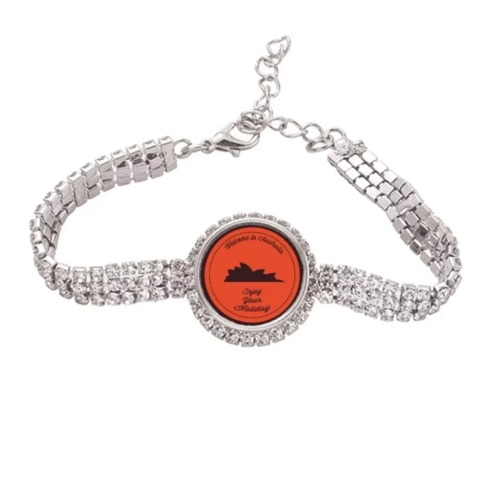 Cast Iron Portable Australia Flavor City Sydney Opera House Tennis Chain Anklet Bracelet Diamond Jewelry