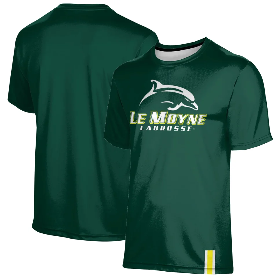 Natural Men's ProSphere Green Le Moyne Dolphins Lacrosse Logo Stripe T-Shirt