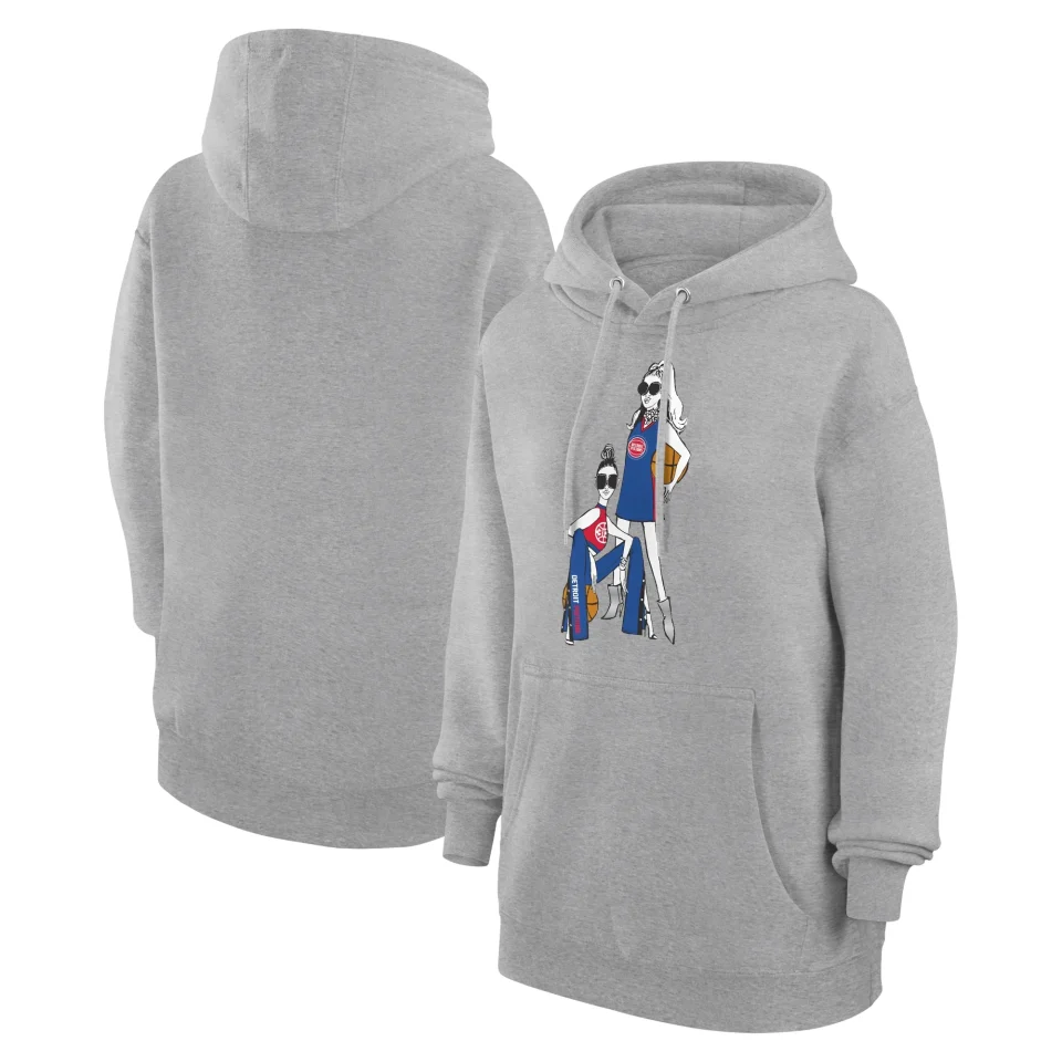 Core Women's G-III 4Her by Carl Banks Heather Gray Detroit Pistons Basketball Girls Fleece Pullover Hoodie