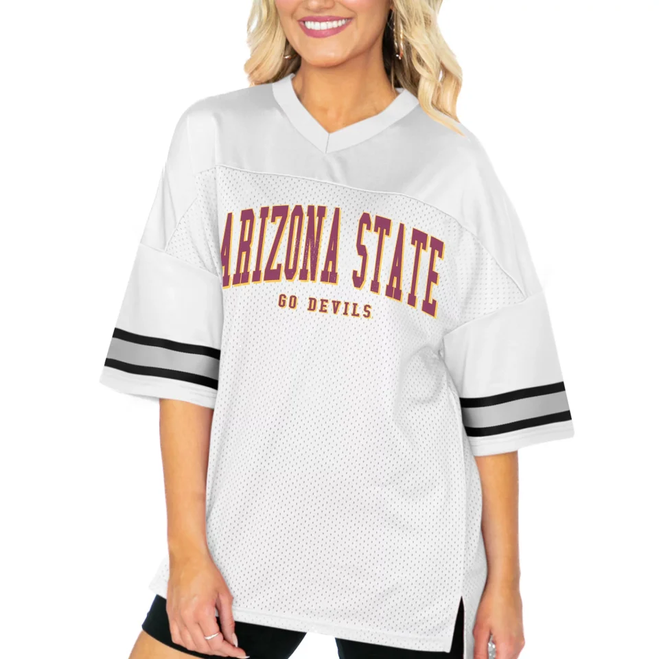 Wooden Travel Women's Gameday Couture White Arizona State Sun Devils Option Play Oversized Mesh Fashion Jersey