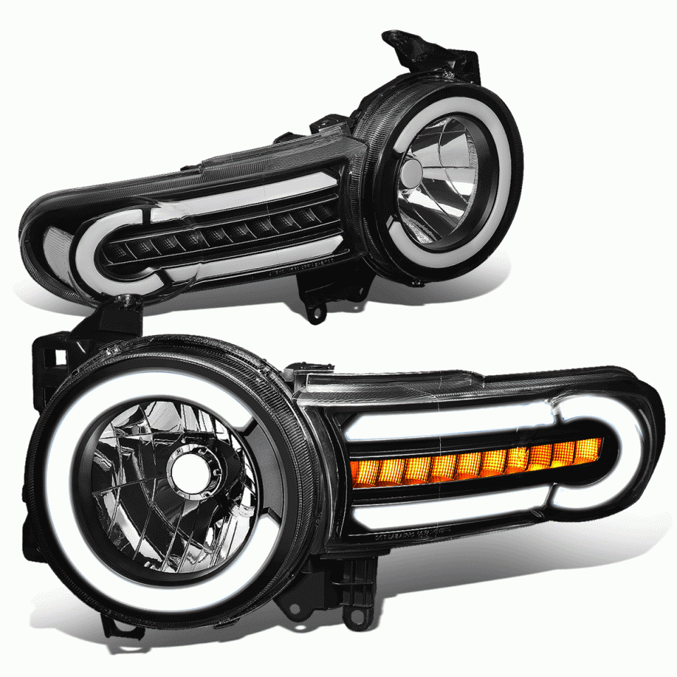 Leak-Proof 07-14 FJ Cruiser LED DRL+Sequential Turn Signal Headlight Lamps Black/Clear