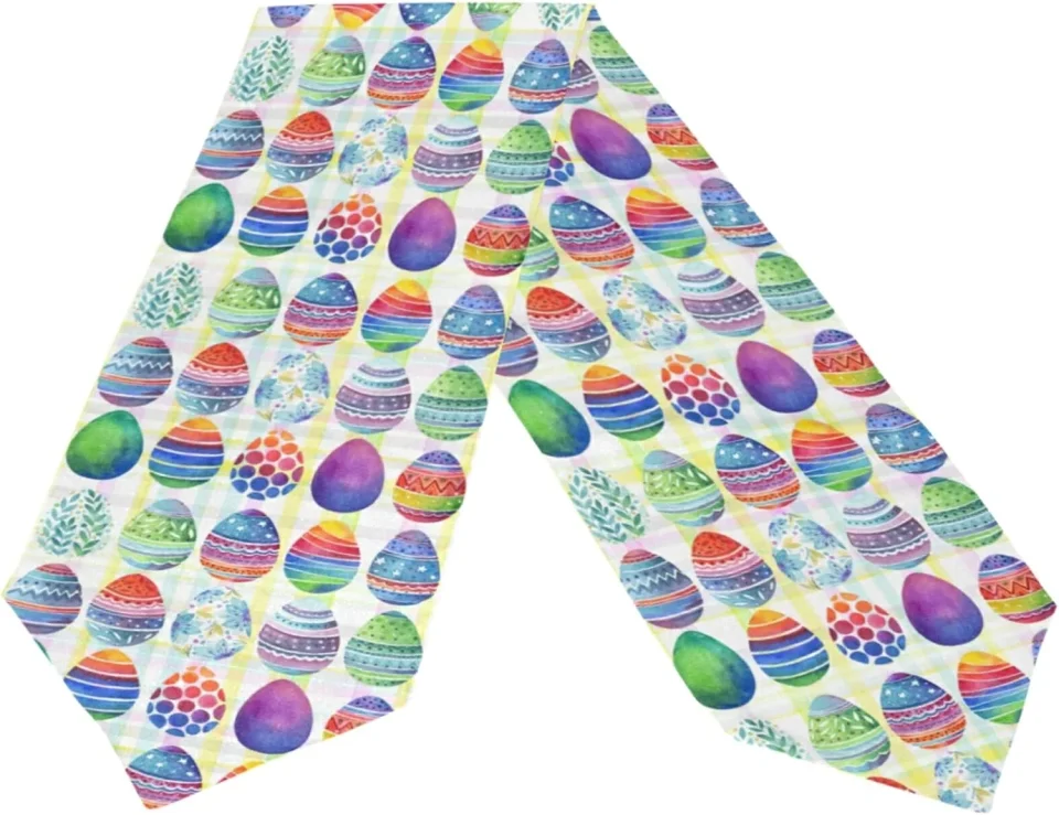 Ultimate Home Dreamtimes Double Sided Watercolor Floral Easter Eggs Long Polyester Table Runner 13 x 90 Inches Table Cloth Cover Placemats for Kitchen Dinning Living Home Holiday Decor